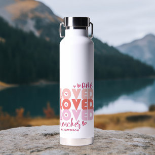 Botella De Agua Un profesor de amor Rosa Nombre personalizado mode