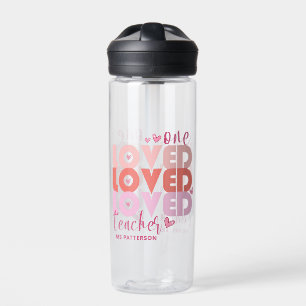 Botella De Agua Un profesor de amor Rosa Nombre personalizado mode