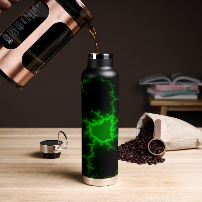 Botella De Agua Un rayo verde alienígena golpea en negro picante (Café)