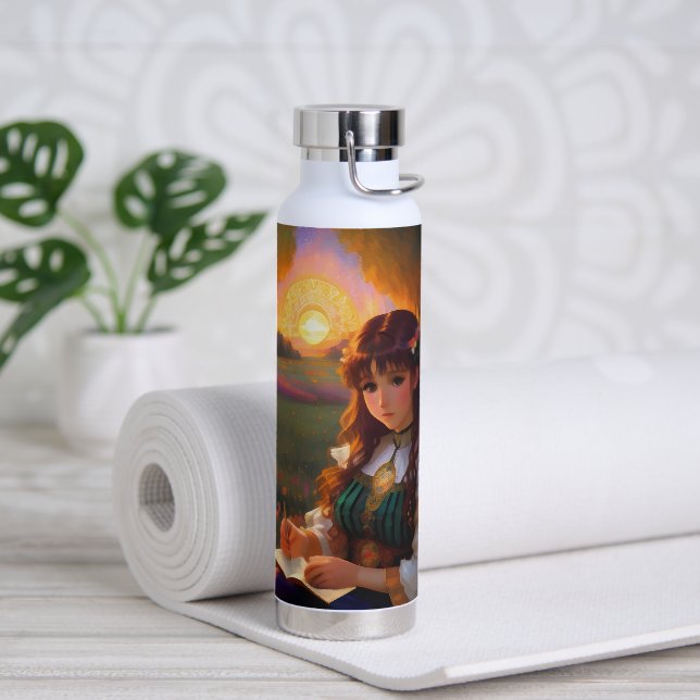 Botella De Agua Una mujer con un estilo de anime triste al sol en  (Yoga)