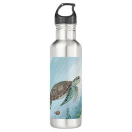 Botella De Agua Underwater world with turtle