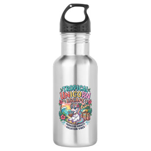 Botella De Agua Unicorn Escape Tropical Unicorn POD Listo Arte POD