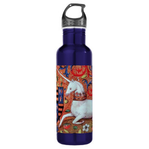 Botella De Agua UNICORN MONOGRAM Red Blue Floral Swirls