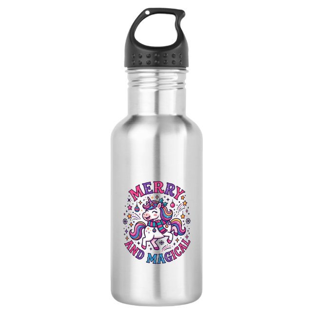 Botella De Agua Unicornio Alegre y Mágico (Anverso)