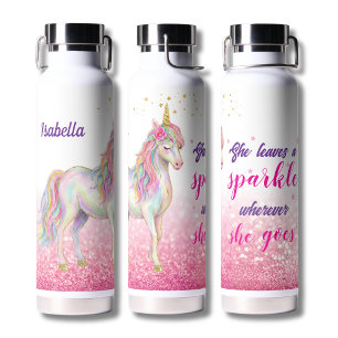 Botella de Agua Unicornio Brillo Rosa Chicas Linda