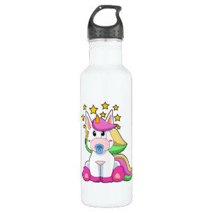Botella De Agua Unicornio como bebé con pacificador