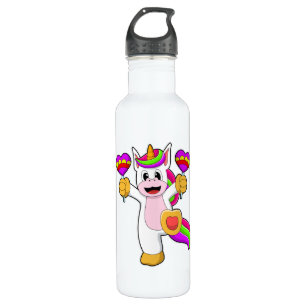 Botella De Agua Unicornio con corazón