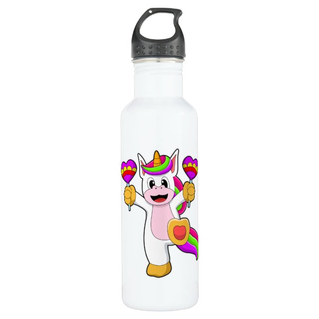 Botella De Agua Unicornio con corazón (Anverso)