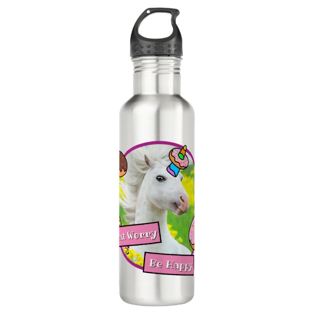 Botella De Agua Unicornio con donuts (Anverso)