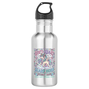 Botella De Agua Unicornio Corazón Suave Cuerno Afilado Tipografía 