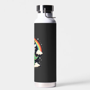 Botella De Agua Unicornio de Arcoíris montando T rex - Dinosaurio