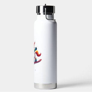 Botella De Agua Unicornio en Snowboard - Divertido Esquí y Deporte