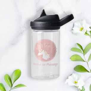 Botella De Agua Unicornio mágico blanco rosado Rosa claro