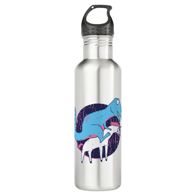 Botella De Agua Unicornio montando Trex (Anverso)