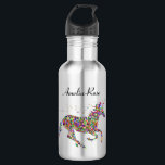 Botella De Agua unicornio multicolor personalizado<br><div class="desc">Personaliza fácilmente este mágico diseño multicolor de unicornio,  en el nombre de tu elección. Comprimido coincidente disponible.</div>