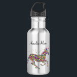 Botella De Agua unicornio multicolor personalizado<br><div class="desc">Personaliza fácilmente este mágico diseño multicolor de unicornio,  en el nombre de tu elección. Comprimido coincidente disponible.</div>