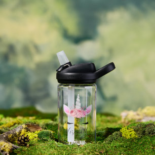 Botella De Agua Unicornio Rosa Personalizado para Niños