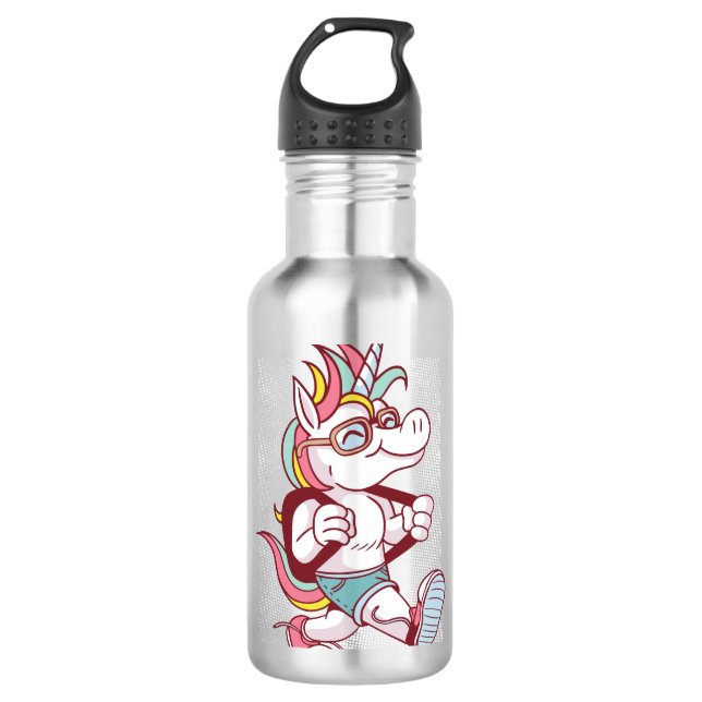 Botella De Agua Unicornio Va Al Colegio (Anverso)