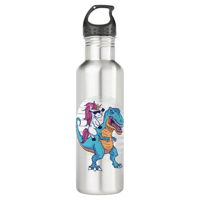 Botella De Agua Unicornio y T-Rex (Anverso)