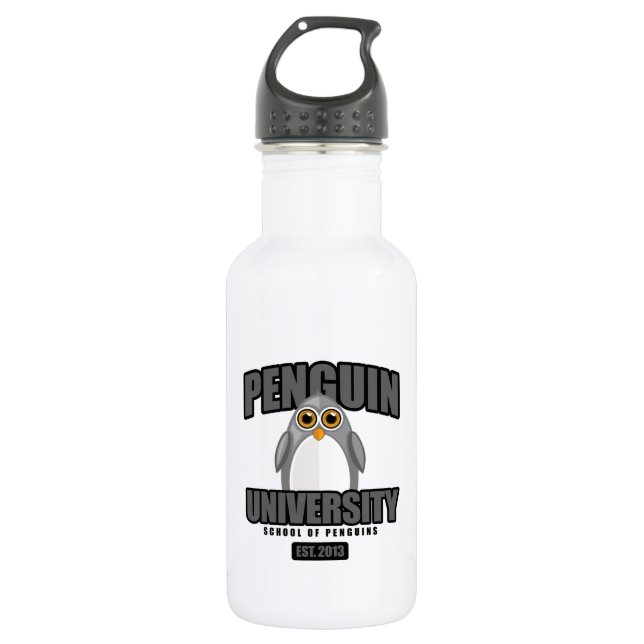 Botella De Agua Universidad Penguin - Gris (Anverso)
