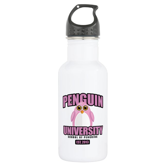 Botella De Agua Universidad Pingüino - Rosa (Anverso)