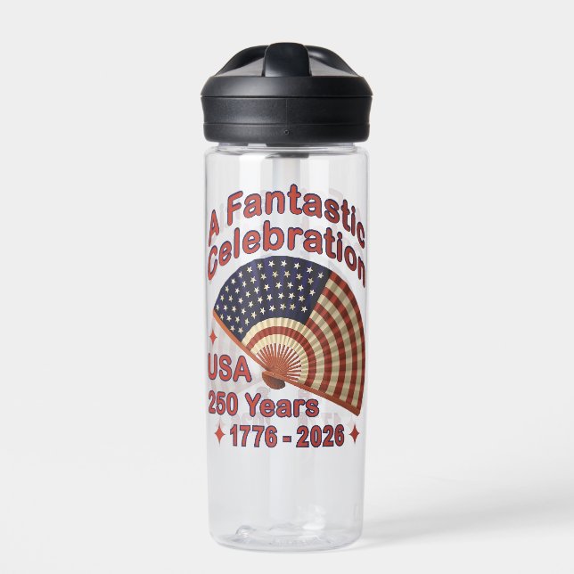 Botella De Agua USA 250 Years Patriotic Fan Design – 1776-2026  (Delante)