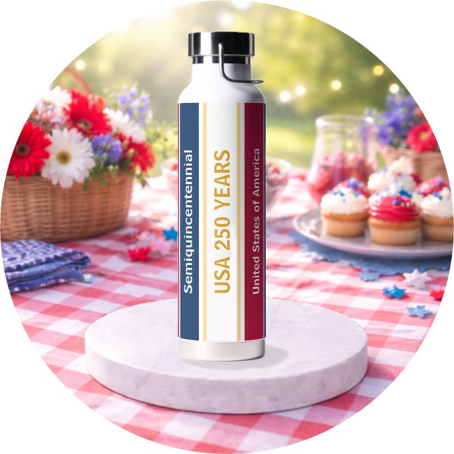 Botella De Agua USA 250 Years Semiquincentennial Patriotic Stripes (Subido por el creador)