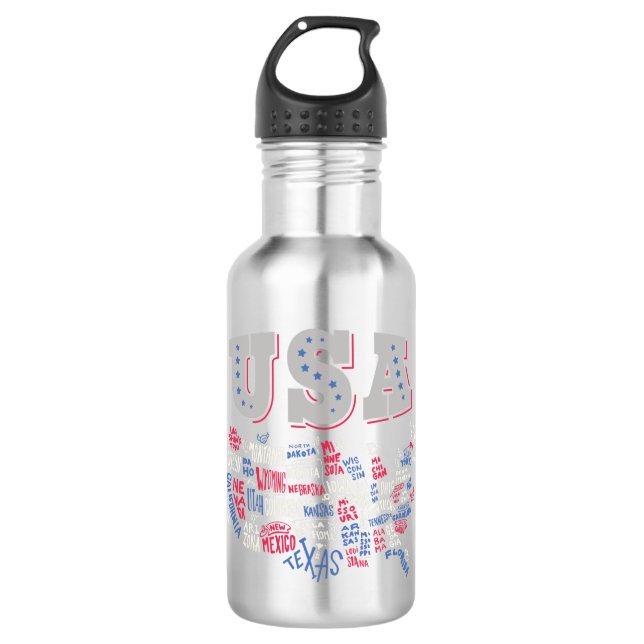 Botella De Agua USA Map Estados Unidos (Anverso)
