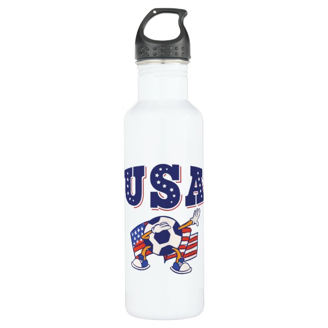 Botella De Agua USA Soccer Fan Jersey Shirt American Flag (Anverso)