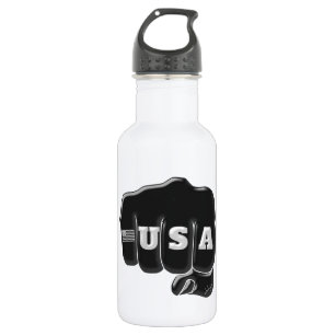 Botella De Agua UU. Fist Bump con la bandera estadounidense