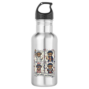 Botella De Agua Vaca altlandesa patriótica roja blanca y Boujee