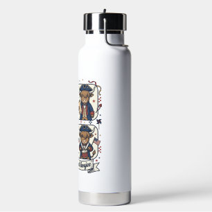 Botella De Agua Vaca altlandesa patriótica roja blanca y de lujo