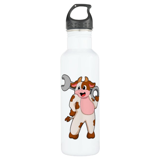 Botella De Agua Vaca como mecánica con llave (Anverso)