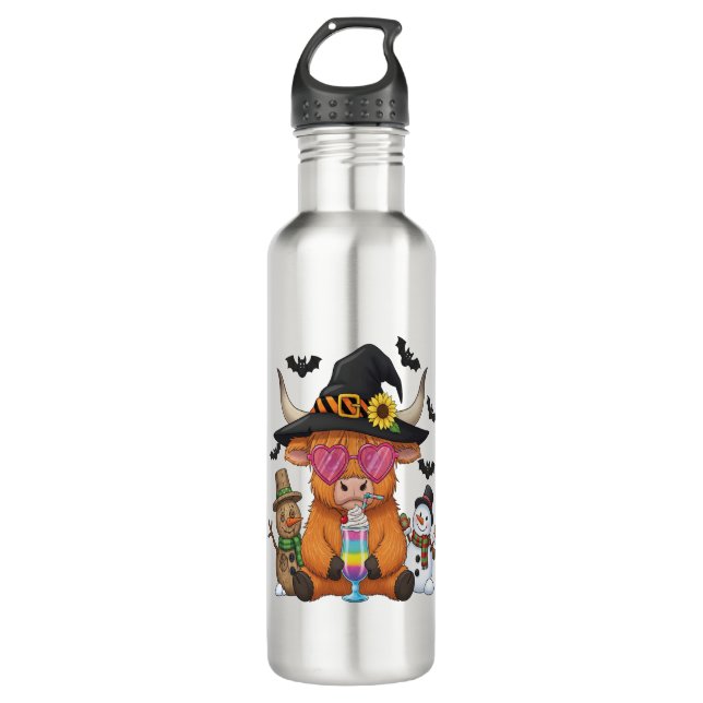 Botella De Agua Vaca Highland de Halloween (2) (Anverso)