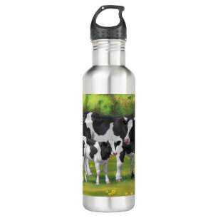Botella De Agua Vaca Holstein y ternera en salsa de verano