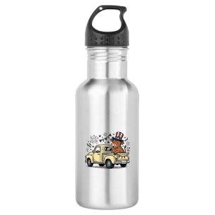 Botella De Agua Vaca Patriótica Diseño de Vector de Camión del 4 d