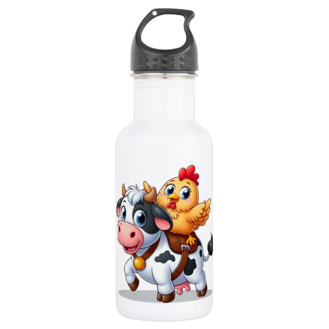 Botella De Agua vaca/pollo personalizado lindo (Anverso)