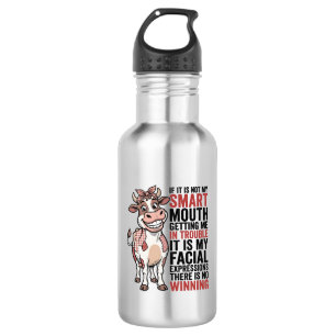Botella De Agua Vaca Sassy Divertida Boca Inteligente Gráfico Vint