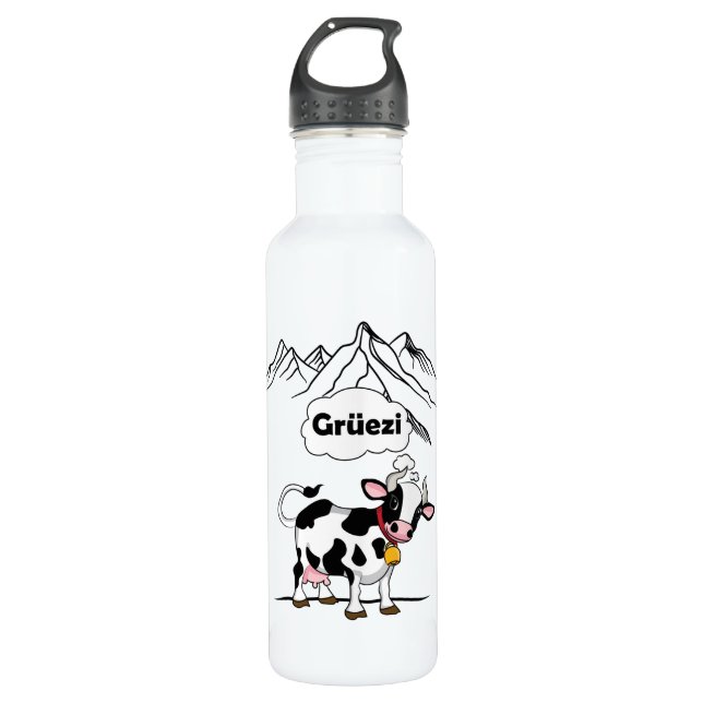 Botella De Agua Vaca suiza - Grüezi - Suiza Viaje (Anverso)