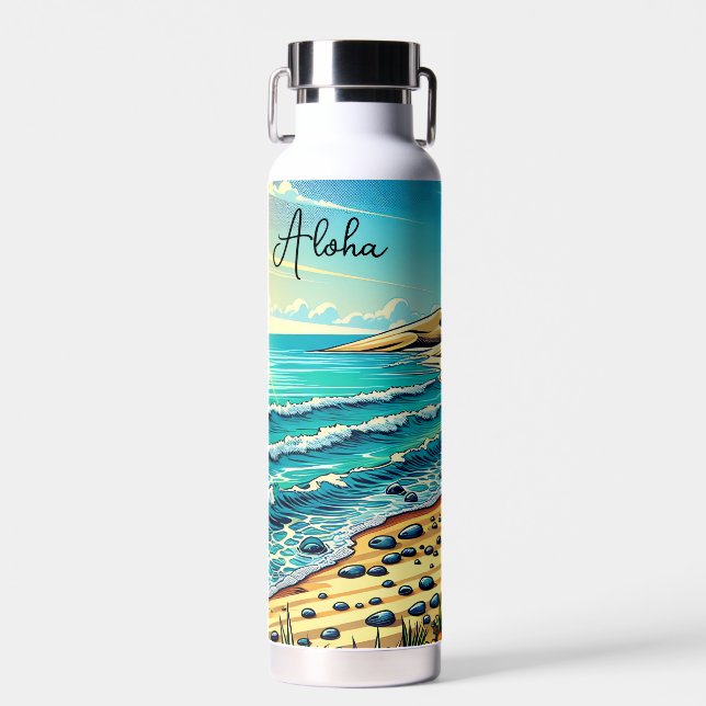 Botella De Agua Vacaciones de Aloha en el Océano Tropical (Delantero)