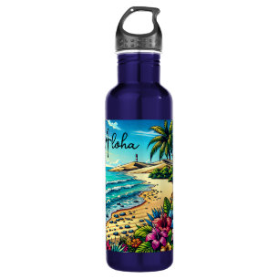 Botella De Agua Vacaciones de Aloha en el Océano Tropical