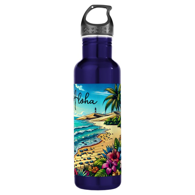 Botella De Agua Vacaciones de Aloha en el Océano Tropical (Anverso)