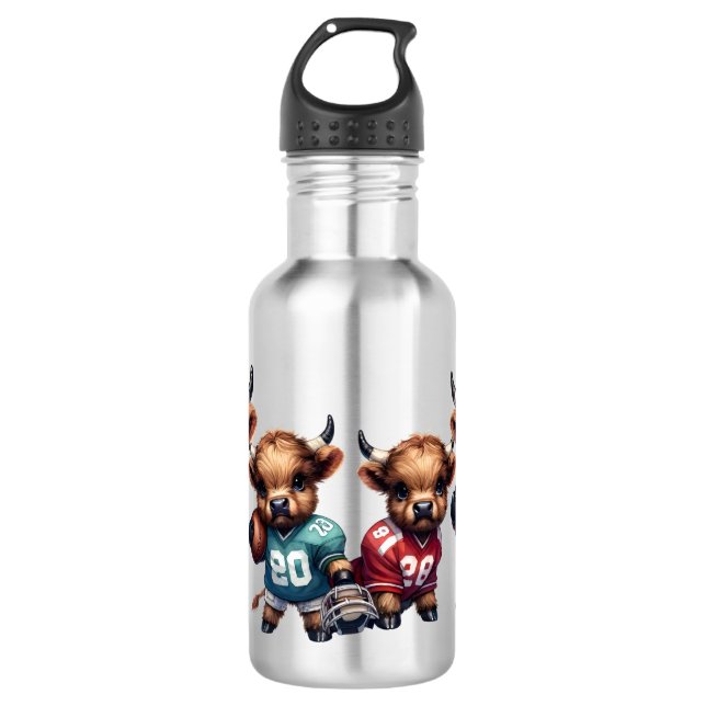 Botella De Agua Vacas de la región montañosa y fútbol (Anverso)