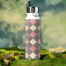 Botella De Agua Vacío Thor Pink & Mocha Argyle