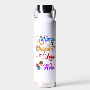 Botella De Agua Vajilla de enfermera Inspira Amor Sana Med Terapeu
