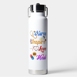 Botella De Agua Vajilla para enfermeras Inspira Amor Sana Med Tera
