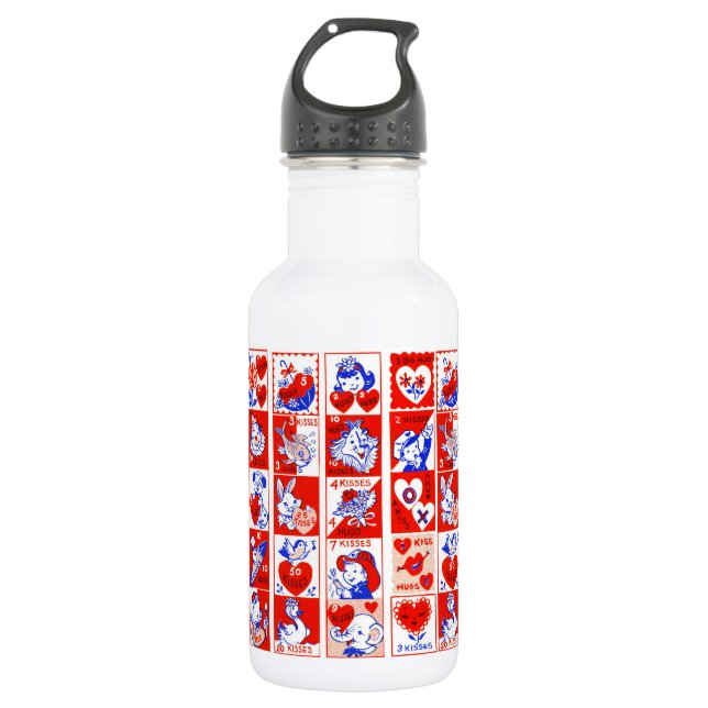 Botella De Agua Valentine Retro Love Hugs Cute Pattern (Anverso)
