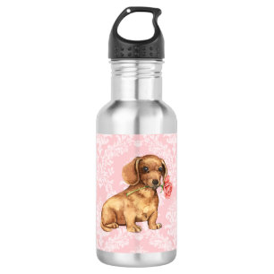 Botella De Agua Valentine Rosa Dachshund