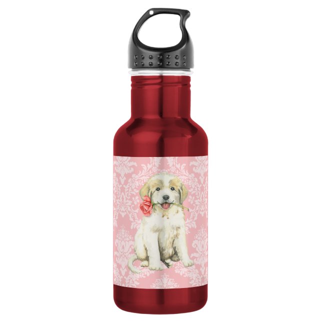 Botella De Agua Valentine Rosa Great Pyrenees (Anverso)