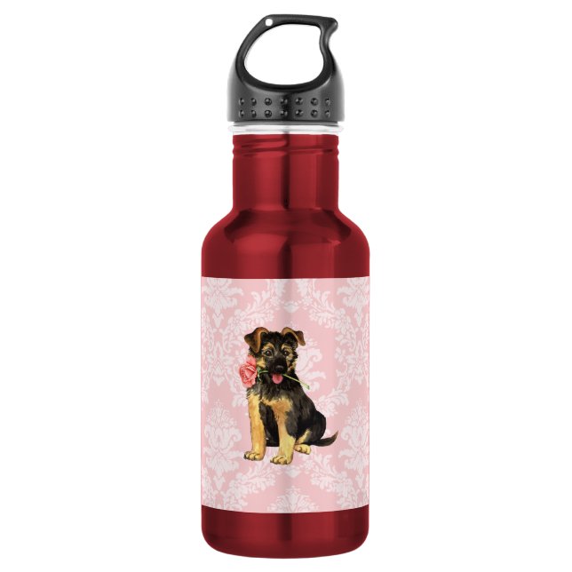 Botella De Agua Valentine Rosa GSD (Anverso)